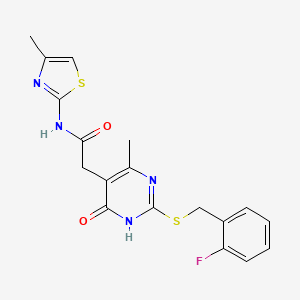 2-(2-((2-fluorobenzyl)thio)-4-methyl-6-oxo-1,6-dihydropyrimidin-5-yl)-N-(4-methylthiazol-2-yl)acetamide