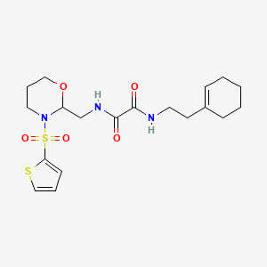 molecular formula C19H27N3O5S2 B2916290 N'-[2-(cyclohex-1-en-1-yl)ethyl]-N-{[3-(thiophene-2-sulfonyl)-1,3-oxazinan-2-yl]methyl}ethanediamide CAS No. 872986-83-9
