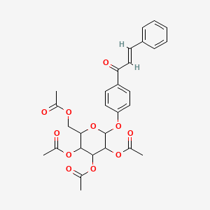 molecular formula C29H30O11 B2916322 3,5-di(acetyloxy)-2-[(acetyloxy)methyl]-6-(4-cinnamoylphenoxy)tetrahydro-2H-pyran-4-yl acetate CAS No. 1094815-14-1