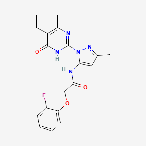 molecular formula C19H20FN5O3 B2916337 N-[1-(5-ethyl-4-methyl-6-oxo-1,6-dihydropyrimidin-2-yl)-3-methyl-1H-pyrazol-5-yl]-2-(2-fluorophenoxy)acetamide CAS No. 1003798-79-5