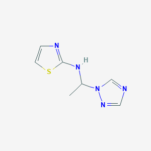 molecular formula C7H9N5S B2916346 N-[1-(1H-1,2,4-triazol-1-yl)ethyl]-1,3-thiazol-2-amine CAS No. 440652-49-3