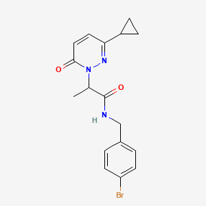 molecular formula C17H18BrN3O2 B2916355 N-[(4-bromophenyl)methyl]-2-(3-cyclopropyl-6-oxo-1,6-dihydropyridazin-1-yl)propanamide CAS No. 2097859-63-5