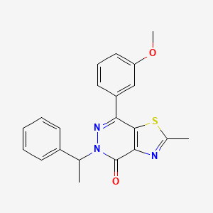 molecular formula C21H19N3O2S B2916371 7-(3-methoxyphenyl)-2-methyl-5-(1-phenylethyl)thiazolo[4,5-d]pyridazin-4(5H)-one CAS No. 941880-35-9