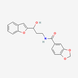 N-(3-(benzofuran-2-yl)-3-hydroxypropyl)benzo[d][1,3]dioxole-5-carboxamide
