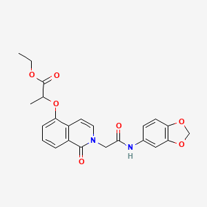 molecular formula C23H22N2O7 B2916374 ethyl 2-[(2-{[(2H-1,3-benzodioxol-5-yl)carbamoyl]methyl}-1-oxo-1,2-dihydroisoquinolin-5-yl)oxy]propanoate CAS No. 868224-63-9