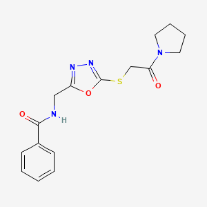N-[[5-(2-oxo-2-pyrrolidin-1-ylethyl)sulfanyl-1,3,4-oxadiazol-2-yl]methyl]benzamide