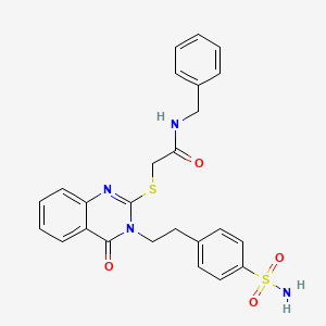 molecular formula C25H24N4O4S2 B2916391 N-benzyl-2-({4-oxo-3-[2-(4-sulfamoylphenyl)ethyl]-3,4-dihydroquinazolin-2-yl}sulfanyl)acetamide CAS No. 443349-04-0