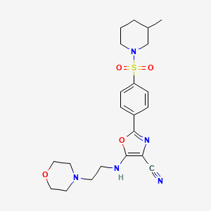 2-(4-((3-Methylpiperidin-1-yl)sulfonyl)phenyl)-5-((2-morpholinoethyl)amino)oxazole-4-carbonitrile