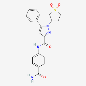 N-(4-carbamoylphenyl)-1-(1,1-dioxidotetrahydrothiophen-3-yl)-5-phenyl-1H-pyrazole-3-carboxamide