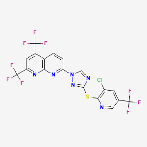 7-(3-{[3-chloro-5-(trifluoromethyl)-2-pyridinyl]sulfanyl}-1H-1,2,4-triazol-1-yl)-2,4-bis(trifluoromethyl)[1,8]naphthyridine