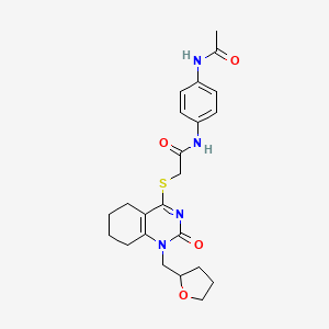 N-(4-acetamidophenyl)-2-((2-oxo-1-((tetrahydrofuran-2-yl)methyl)-1,2,5,6,7,8-hexahydroquinazolin-4-yl)thio)acetamide