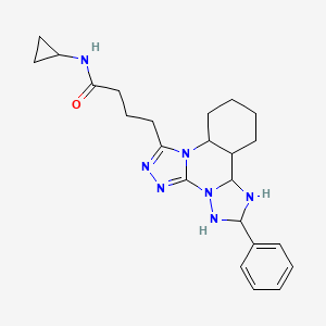 molecular formula C23H21N7O B2916431 N-cyclopropyl-4-(9-phenyl-2,4,5,7,8,10-hexazatetracyclo[10.4.0.02,6.07,11]hexadeca-3,5-dien-3-yl)butanamide CAS No. 902445-85-6