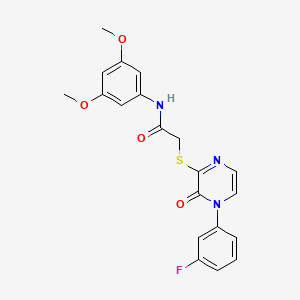 molecular formula C20H18FN3O4S B2916480 N-(3,5-dimethoxyphenyl)-2-((4-(3-fluorophenyl)-3-oxo-3,4-dihydropyrazin-2-yl)thio)acetamide CAS No. 899725-39-4