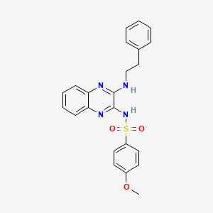 molecular formula C23H22N4O3S B2916489 4-methoxy-N-(3-(phenethylamino)quinoxalin-2-yl)benzenesulfonamide CAS No. 714939-21-6