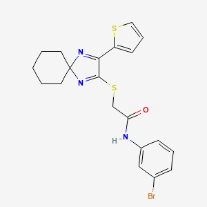 N-(3-bromophenyl)-2-((3-(thiophen-2-yl)-1,4-diazaspiro[4.5]deca-1,3-dien-2-yl)thio)acetamide