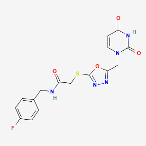 2-((5-((2,4-dioxo-3,4-dihydropyrimidin-1(2H)-yl)methyl)-1,3,4-oxadiazol-2-yl)thio)-N-(4-fluorobenzyl)acetamide
