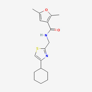 molecular formula C17H22N2O2S B2916552 N-[(4-cyclohexyl-1,3-thiazol-2-yl)methyl]-2,5-dimethylfuran-3-carboxamide CAS No. 2034239-84-2