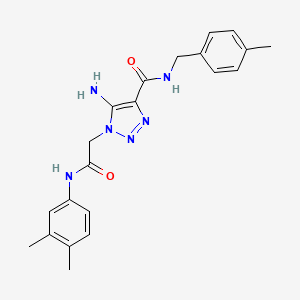 molecular formula C21H24N6O2 B2916558 5-AMINO-1-{[(3,4-DIMETHYLPHENYL)CARBAMOYL]METHYL}-N-[(4-METHYLPHENYL)METHYL]-1H-1,2,3-TRIAZOLE-4-CARBOXAMIDE CAS No. 866345-78-0