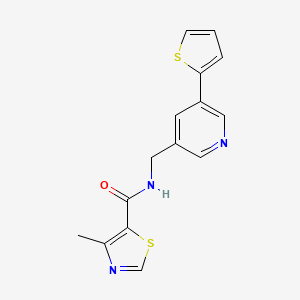 molecular formula C15H13N3OS2 B2916567 4-methyl-N-((5-(thiophen-2-yl)pyridin-3-yl)methyl)thiazole-5-carboxamide CAS No. 2034597-67-4