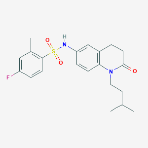 molecular formula C21H25FN2O3S B2916568 4-fluoro-N-(1-isopentyl-2-oxo-1,2,3,4-tetrahydroquinolin-6-yl)-2-methylbenzenesulfonamide CAS No. 941912-68-1