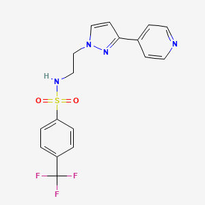 molecular formula C17H15F3N4O2S B2916572 N-(2-(3-(pyridin-4-yl)-1H-pyrazol-1-yl)ethyl)-4-(trifluoromethyl)benzenesulfonamide CAS No. 1448079-39-7