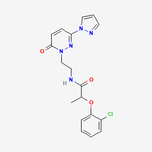 molecular formula C18H18ClN5O3 B2916573 2-(2-chlorophenoxy)-N-(2-(6-oxo-3-(1H-pyrazol-1-yl)pyridazin-1(6H)-yl)ethyl)propanamide CAS No. 1351660-72-4