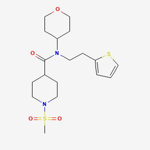 molecular formula C18H28N2O4S2 B2916575 1-(methylsulfonyl)-N-(tetrahydro-2H-pyran-4-yl)-N-(2-(thiophen-2-yl)ethyl)piperidine-4-carboxamide CAS No. 1788843-90-2