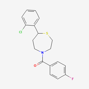 molecular formula C18H17ClFNOS B2916576 (7-(2-Chlorophenyl)-1,4-thiazepan-4-yl)(4-fluorophenyl)methanone CAS No. 1797185-45-5