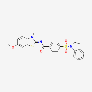 molecular formula C24H21N3O4S2 B2916578 (Z)-4-(indolin-1-ylsulfonyl)-N-(6-methoxy-3-methylbenzo[d]thiazol-2(3H)-ylidene)benzamide CAS No. 850782-13-7