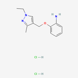 molecular formula C13H19Cl2N3O B2916583 2-[(1-Ethyl-3-methyl-1H-pyrazol-4-yl)methoxy]aniline dihydrochloride CAS No. 1431964-51-0