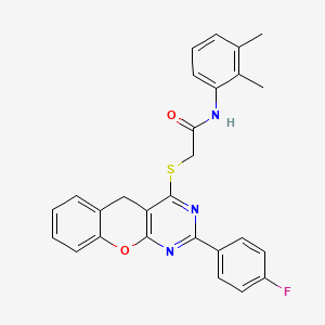 molecular formula C27H22FN3O2S B2916590 N-(2,3-dimethylphenyl)-2-{[2-(4-fluorophenyl)-5H-chromeno[2,3-d]pyrimidin-4-yl]sulfanyl}acetamide CAS No. 866811-26-9