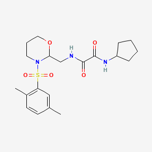 molecular formula C20H29N3O5S B2916591 N-cyclopentyl-N'-{[3-(2,5-dimethylbenzenesulfonyl)-1,3-oxazinan-2-yl]methyl}ethanediamide CAS No. 872724-18-0
