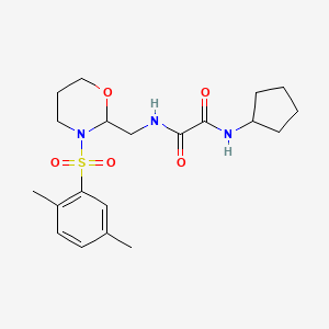 molecular formula C20H29N3O5S B2916591 N1-cyclopentyl-N2-((3-((2,5-dimethylphenyl)sulfonyl)-1,3-oxazinan-2-yl)methyl)oxalamide CAS No. 872724-18-0