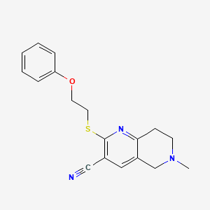 molecular formula C18H19N3OS B2916596 6-Methyl-2-[(2-phenoxyethyl)thio]-5,6,7,8-tetrahydro-1,6-naphthyridine-3-carbonitrile CAS No. 445384-27-0