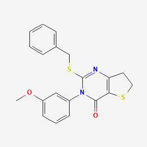 molecular formula C20H18N2O2S2 B2916607 2-Benzylsulfanyl-3-(3-methoxyphenyl)-6,7-dihydrothieno[3,2-d]pyrimidin-4-one CAS No. 877655-81-7