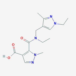 molecular formula C15H21N5O3 B2916648 5-(Ethyl((1-ethyl-3-methyl-1H-pyrazol-4-yl)methyl)carbamoyl)-1-methyl-1H-pyrazole-4-carboxylic acid CAS No. 1006477-69-5