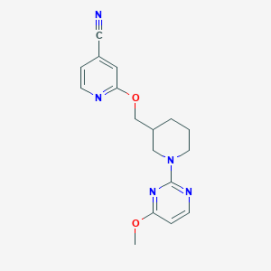 molecular formula C17H19N5O2 B2916649 2-[[1-(4-Methoxypyrimidin-2-yl)piperidin-3-yl]methoxy]pyridine-4-carbonitrile CAS No. 2380169-04-8