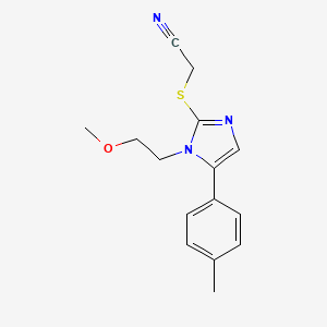 molecular formula C15H17N3OS B2916651 2-((1-(2-甲氧基乙基)-5-(对甲苯基)-1H-咪唑-2-基)硫代)乙腈 CAS No. 1207019-94-0