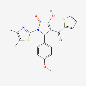 molecular formula C21H18N2O4S2 B2916652 1-(4,5-二甲基噻唑-2-基)-3-羟基-5-(4-甲氧基苯基)-4-(噻吩-2-羰基)-1H-吡咯-2(5H)-酮 CAS No. 577788-80-8
