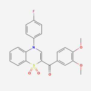 molecular formula C23H18FNO5S B2916657 (3,4-dimethoxyphenyl)[4-(4-fluorophenyl)-1,1-dioxido-4H-1,4-benzothiazin-2-yl]methanone CAS No. 1114658-81-9