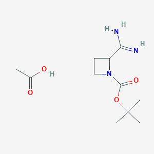 molecular formula C11H21N3O4 B2916660 aceticacid,tert-butyl2-carbamimidoylazetidine-1-carboxylate CAS No. 2445790-44-1