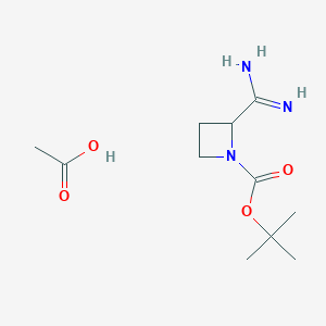 molecular formula C11H21N3O4 B2916660 Acetic acid;tert-butyl 2-carbamimidoylazetidine-1-carboxylate CAS No. 2445790-44-1