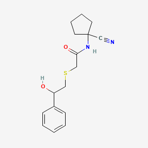 molecular formula C16H20N2O2S B2916661 N-(1-cyanocyclopentyl)-2-[(2-hydroxy-2-phenylethyl)sulfanyl]acetamide CAS No. 1252275-90-3