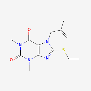 molecular formula C13H18N4O2S B2916668 8-(乙硫基)-1,3-二甲基-7-(2-甲烯丙基)-1H-嘌呤-2,6(3H,7H)-二酮 CAS No. 374095-31-5