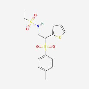 molecular formula C15H19NO4S3 B2916695 N-[2-(4-methylbenzenesulfonyl)-2-(thiophen-2-yl)ethyl]ethane-1-sulfonamide CAS No. 896343-37-6