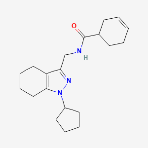 molecular formula C20H29N3O B2916760 N-[(1-cyclopentyl-4,5,6,7-tetrahydro-1H-indazol-3-yl)methyl]cyclohex-3-ene-1-carboxamide CAS No. 1448063-16-8