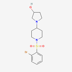 molecular formula C15H21BrN2O3S B2916802 1-(1-((2-Bromophenyl)sulfonyl)piperidin-4-yl)pyrrolidin-3-ol CAS No. 1797872-60-6