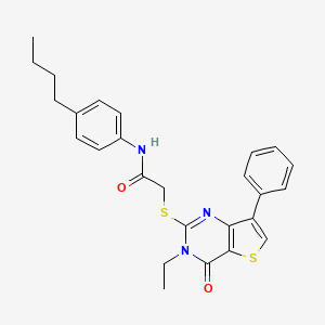 molecular formula C26H27N3O2S2 B2916804 N-(4-butylphenyl)-2-({3-ethyl-4-oxo-7-phenyl-3H,4H-thieno[3,2-d]pyrimidin-2-yl}sulfanyl)acetamide CAS No. 1223779-33-6