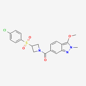 B2916846 (3-((4-chlorophenyl)sulfonyl)azetidin-1-yl)(3-methoxy-2-methyl-2H-indazol-6-yl)methanone CAS No. 1797699-05-8