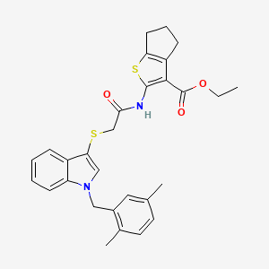 molecular formula C29H30N2O3S2 B2916904 ethyl 2-(2-((1-(2,5-dimethylbenzyl)-1H-indol-3-yl)thio)acetamido)-5,6-dihydro-4H-cyclopenta[b]thiophene-3-carboxylate CAS No. 681279-92-5